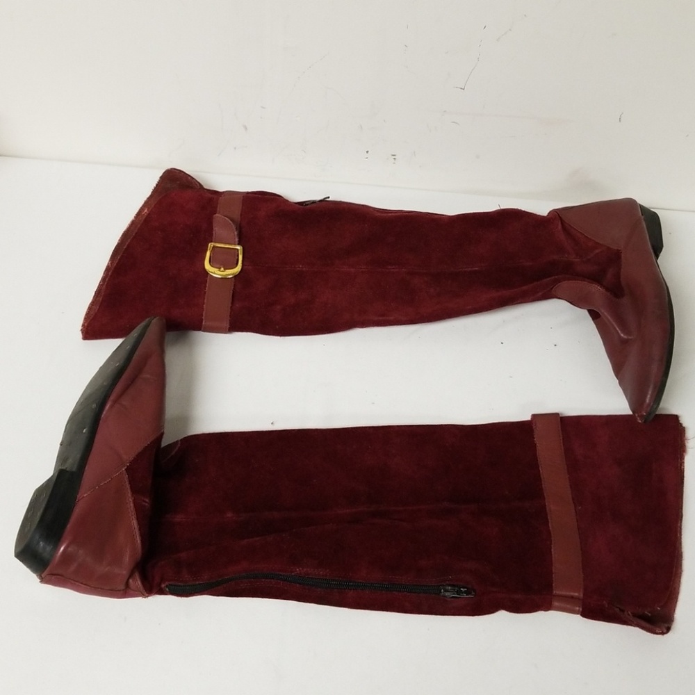 Lepo Shoes Burgundy Leather Over The Knee Boots 8